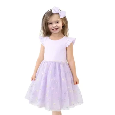 Lilt Little Girls Sleeveless Flutter A-Line Dress