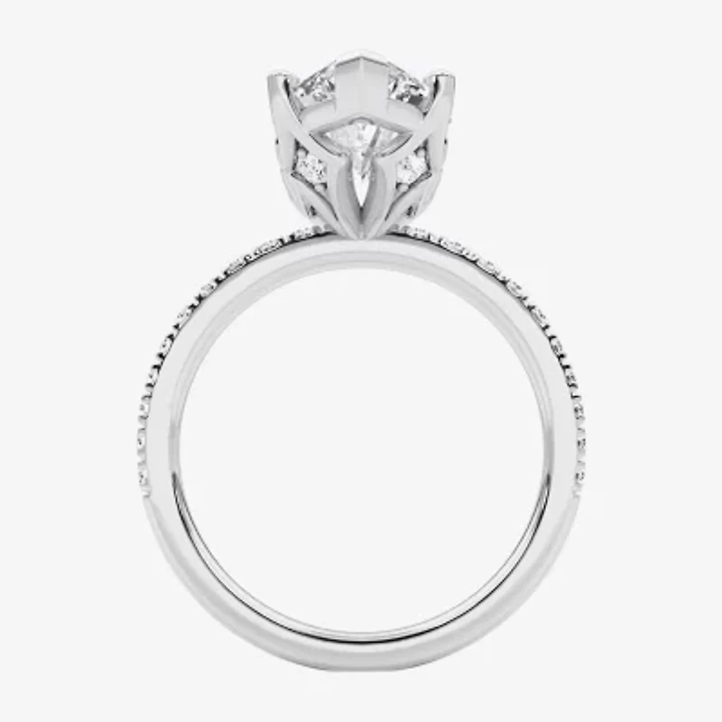 Grown Gorgeous (F / Vs2) Womens CT. T.W. Lab White Diamond 14K Gold Marquise Side Stone Engagement Ring