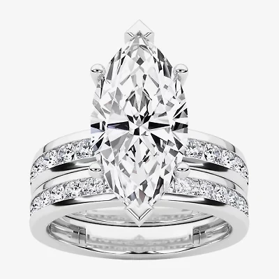 Grown Gorgeous (F / Vs2) Womens 1/ Ct. T.W. Lab White Diamond 14K Gold Marquise Side Stone Bridal Set