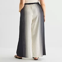 Worthington Womens Plus Wide Leg Mid Rise Pull-On Pant