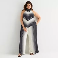 Worthington Womens Plus Wide Leg Mid Rise Pull-On Pant