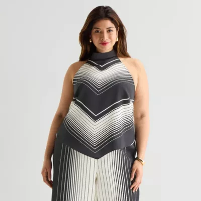 Worthington Womens Plus Sleeveless Mock Neck Top