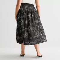 Worthington Womens Plus Midi Full Skirt