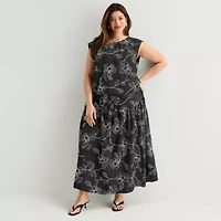 Worthington Womens Plus Midi Full Skirt