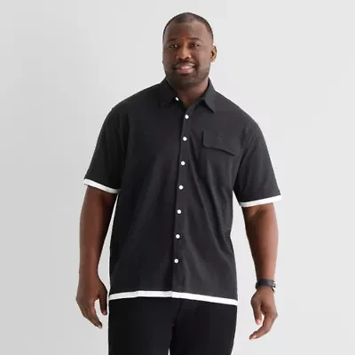Shaquille O'Neal XLG™ Mens Short Sleeve Regular Fit Big and Tall Button-Down Shirt