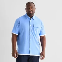 Shaquille O'Neal XLG™ Mens Short Sleeve Regular Fit Big and Tall Button-Down Shirt