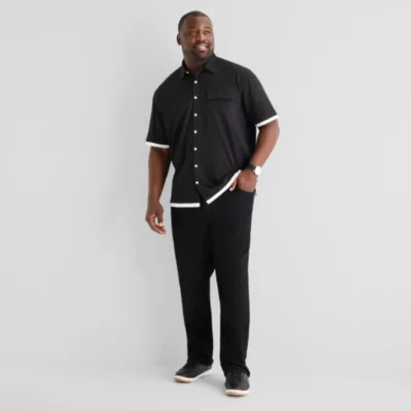 Shaquille O'Neal XLG™ Mens Short Sleeve Regular Fit Big and Tall Button-Down Shirt