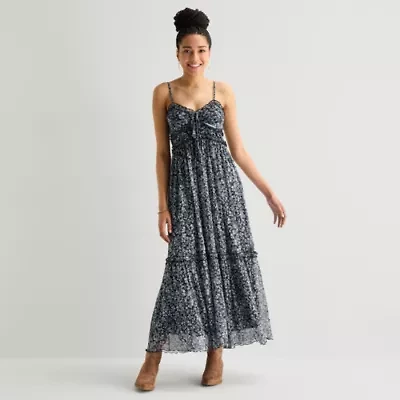 Arizona Womens Juniors Sleeveless Floral Maxi Dress