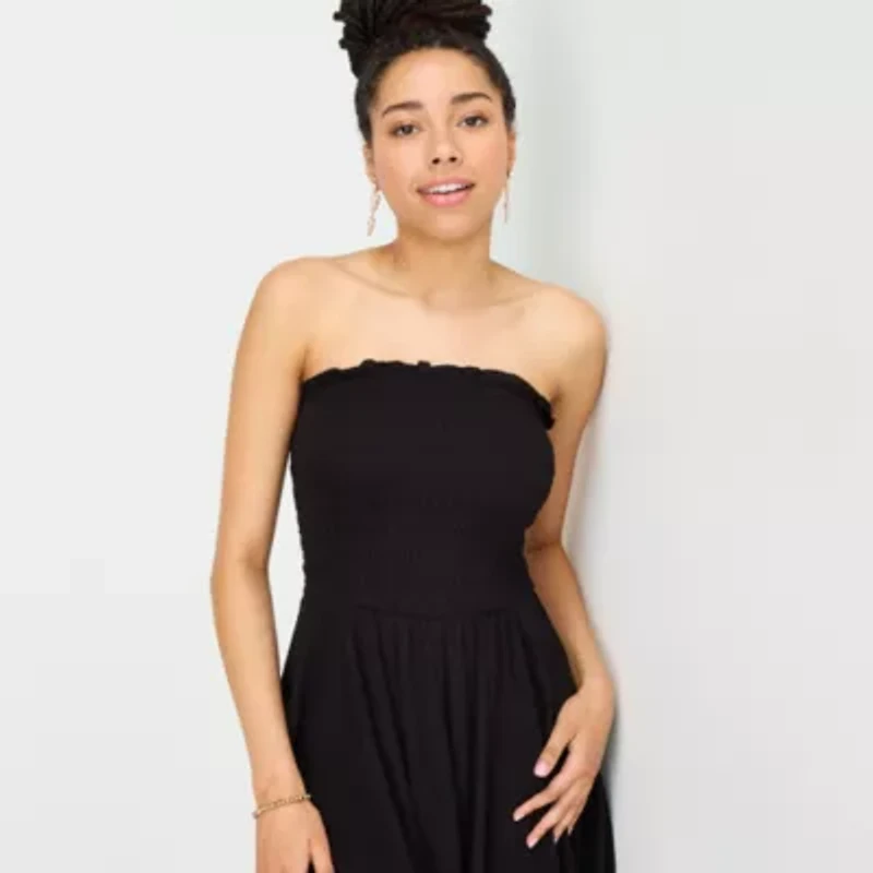 Arizona Womens Juniors Straight Neck Sundress