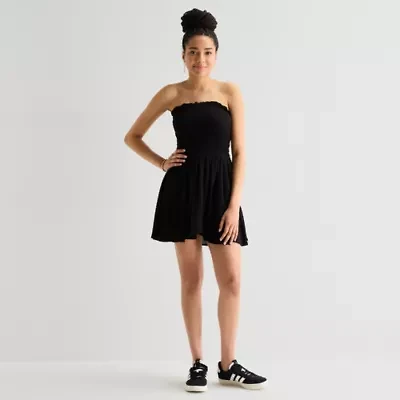 Arizona Womens Juniors Straight Neck Sundress