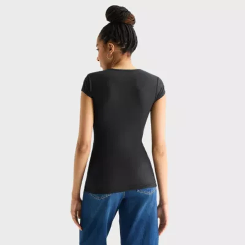 Arizona Womens Juniors Short Sleeve Regular Fit Graphic T-Shirt