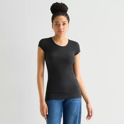 Arizona Womens Juniors Short Sleeve Regular Fit Graphic T-Shirt