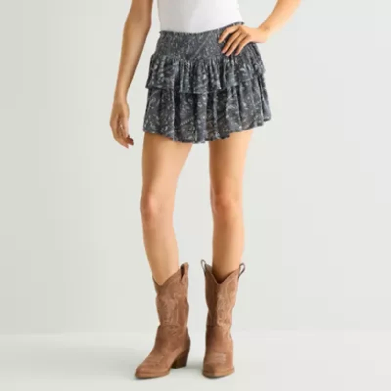 Arizona Womens Juniors Mini Flared Skirt