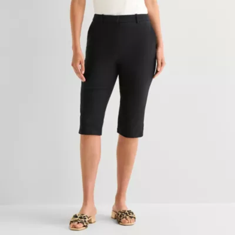 Worthington Womens Cinched High Rise Capri Pant