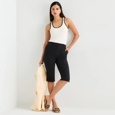 Worthington Womens Cinched High Rise Capri Pant