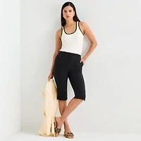 Worthington Womens Cinched High Rise Capri Pant