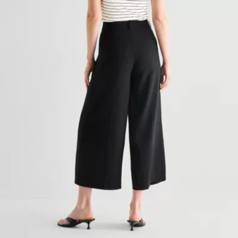 Worthington Womens Straight High Rise Cropped Pant