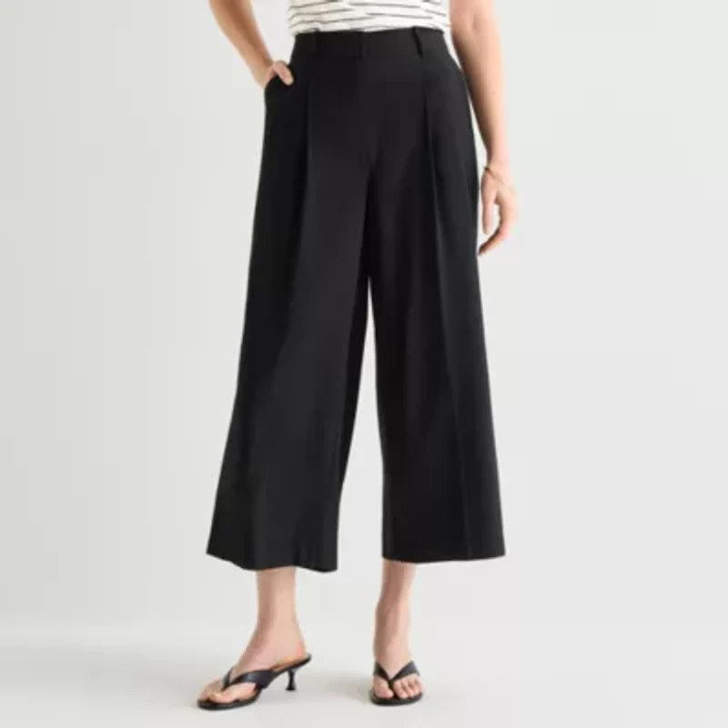 Worthington Womens Straight High Rise Cropped Pant