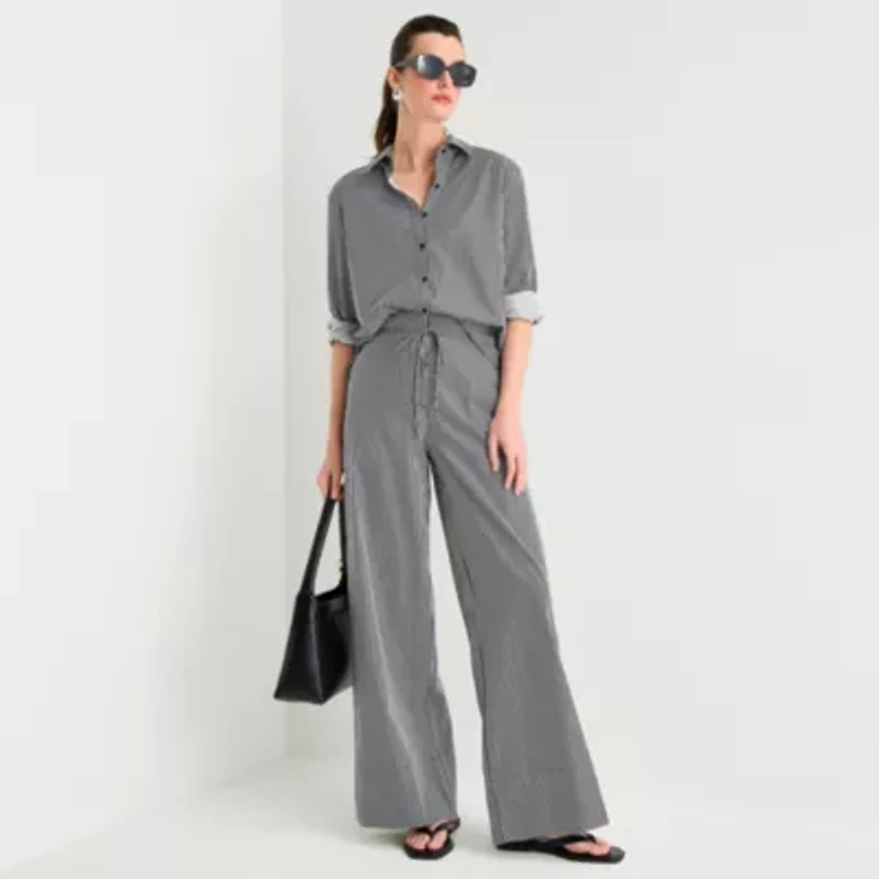 Worthington Womens Cuffed Long Sleeve Oversized Button-Down Shirt