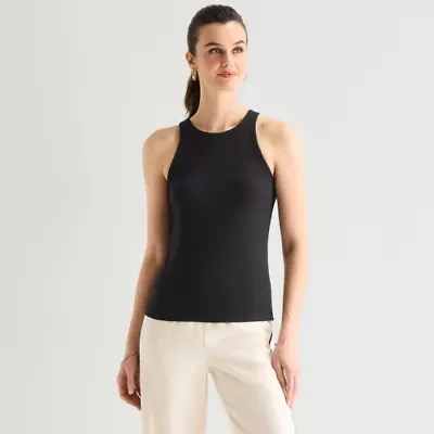 Worthington Womens Crew Neck Sleeveless Tank Top