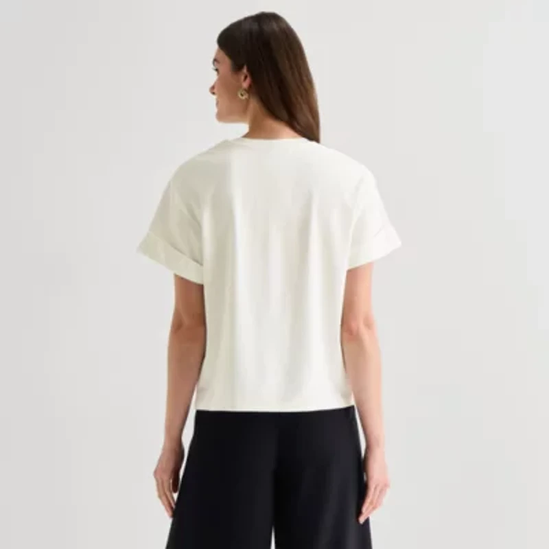 Worthington Womens Crew Neck Short Sleeve T-Shirt