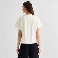 Worthington Womens Crew Neck Short Sleeve T-Shirt