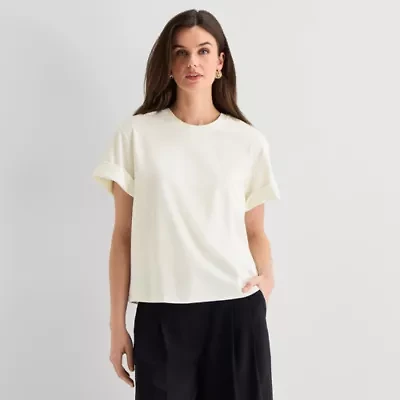 Worthington Womens Crew Neck Short Sleeve T-Shirt