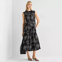 Worthington Womens Crew Neck Sleeveless Crop Top