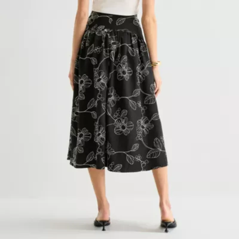 Worthington Womens Midi Full Skirt