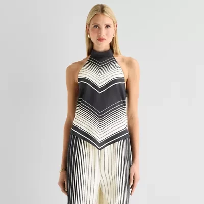 Worthington Womens Sleeveless Mock Neck Top