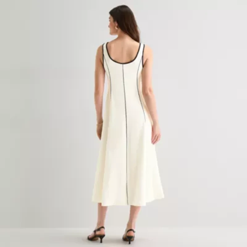 Worthington Womens Sleeveless Midi Fit + Flare Dress