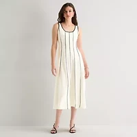 Worthington Womens Sleeveless Midi Fit + Flare Dress