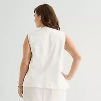 a.n.a Womens Plus Round Neck Sleeveless Vest
