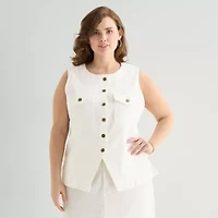 a.n.a Womens Plus Round Neck Sleeveless Vest