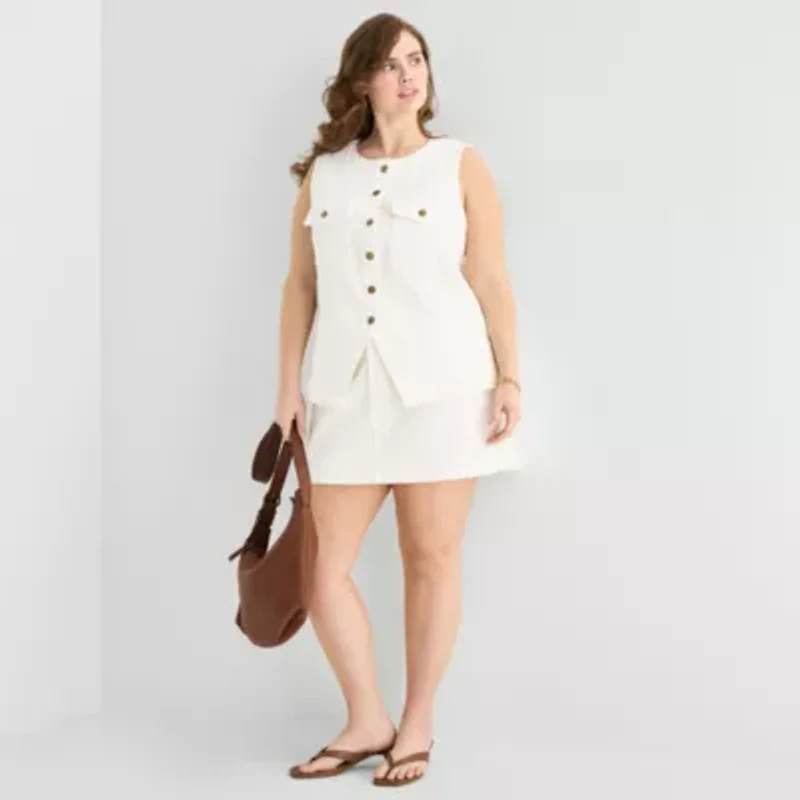 a.n.a Womens Plus Round Neck Sleeveless Vest