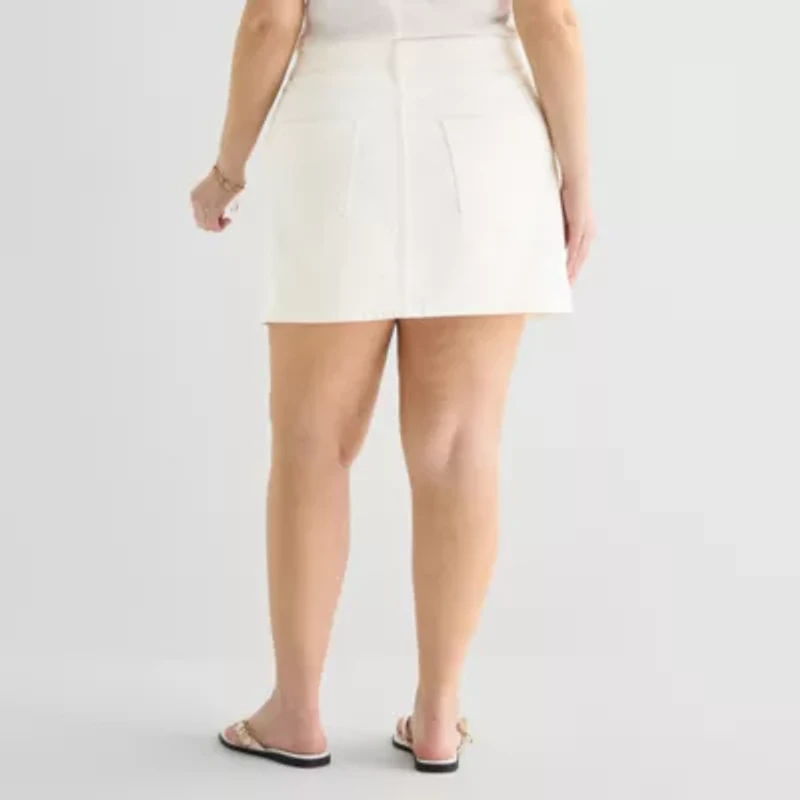 a.n.a Womens Plus Mid Rise Mini Denim Skirt