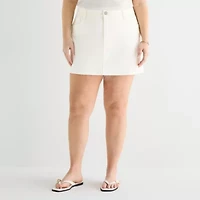 a.n.a Womens Plus Mid Rise Mini Denim Skirt