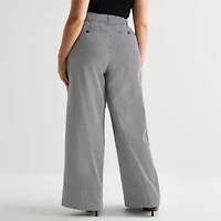 Worthington Womens Plus Wide Leg High Rise Pull-On Pant