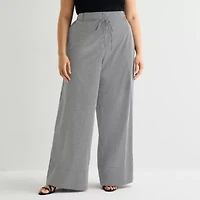 Worthington Womens Plus Wide Leg High Rise Pull-On Pant