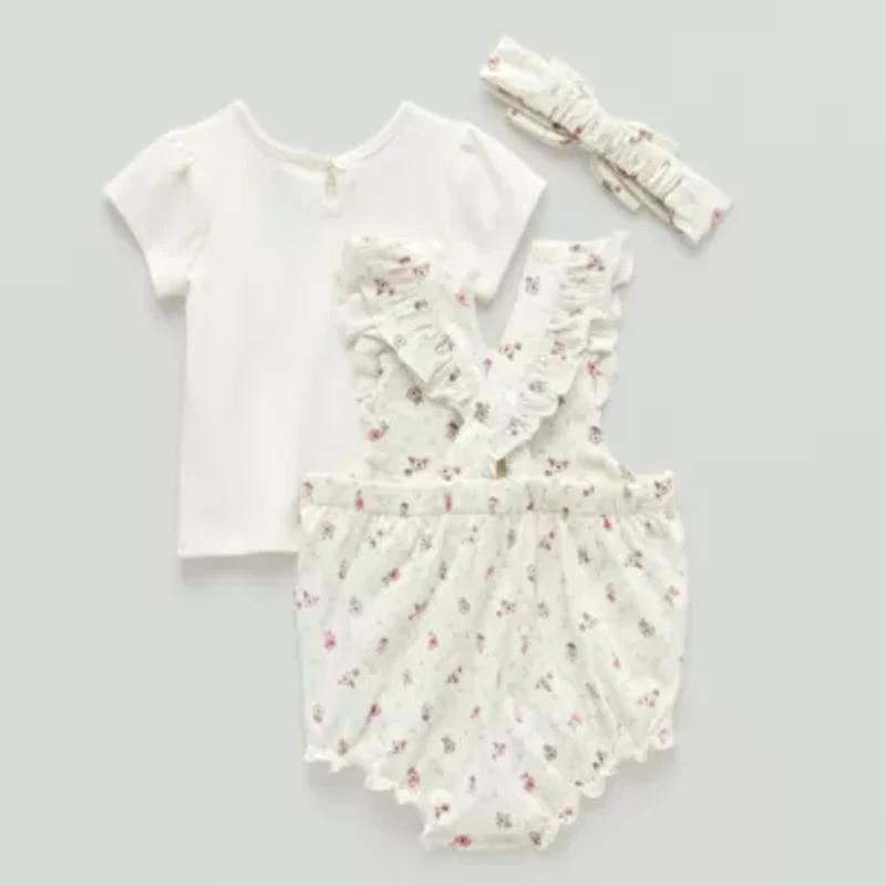 Disney Baby Girls 3-pc. Winnie The Pooh Shortall Set