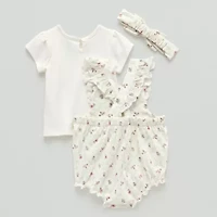 Disney Baby Girls 3-pc. Winnie The Pooh Shortall Set