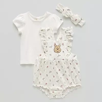 Disney Baby Girls 3-pc. Winnie The Pooh Shortall Set