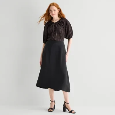 Liz Claiborne Womens Midi A-Line Skirt