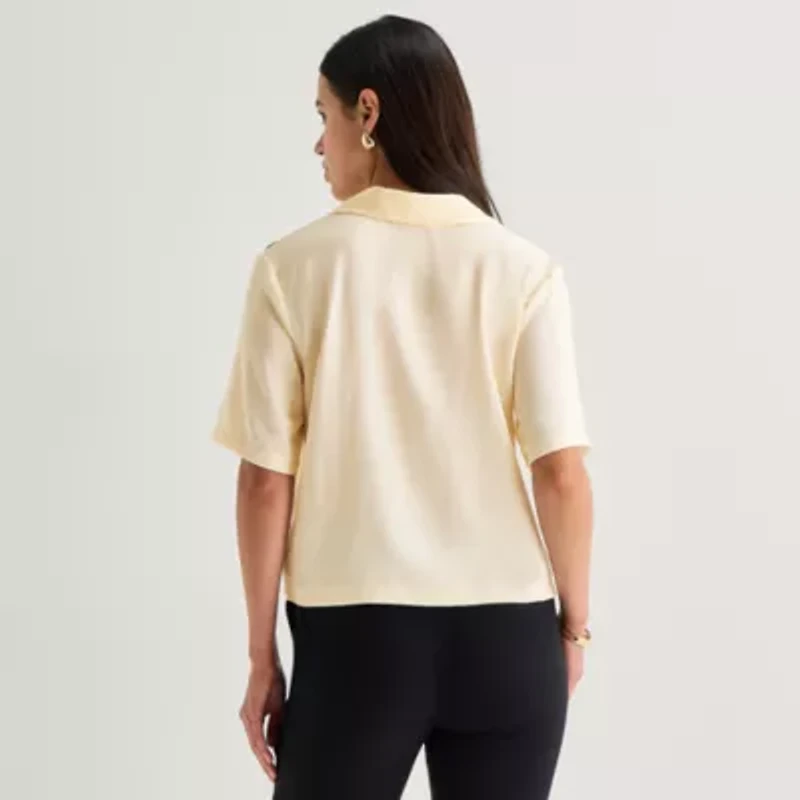 Worthington Womens Short Sleeve Camp Shirt