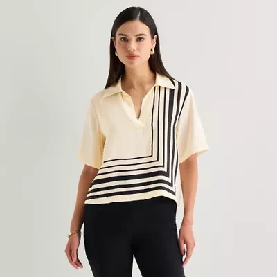 Worthington Womens Short Sleeve Camp Shirt