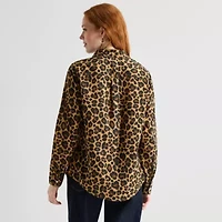 St. John's Bay Womens Cuffed Long Sleeve Regular Fit Button-Down Shirt