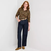 St. John's Bay Womens Cuffed Long Sleeve Regular Fit Button-Down Shirt