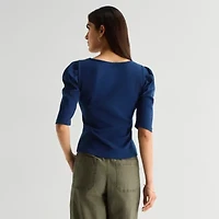 St. John's Bay Womens Crew Neck 3/4 Sleeve Blouse
