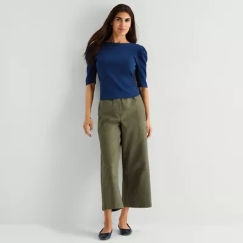 St. John's Bay Womens Crew Neck 3/4 Sleeve Blouse