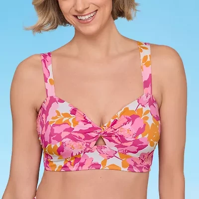 Liz Claiborne Womens Floral Midkini Swimsuit Top